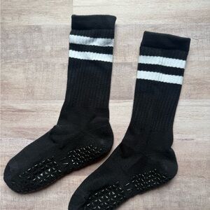 Women's Black and White Striped Grip Sock
